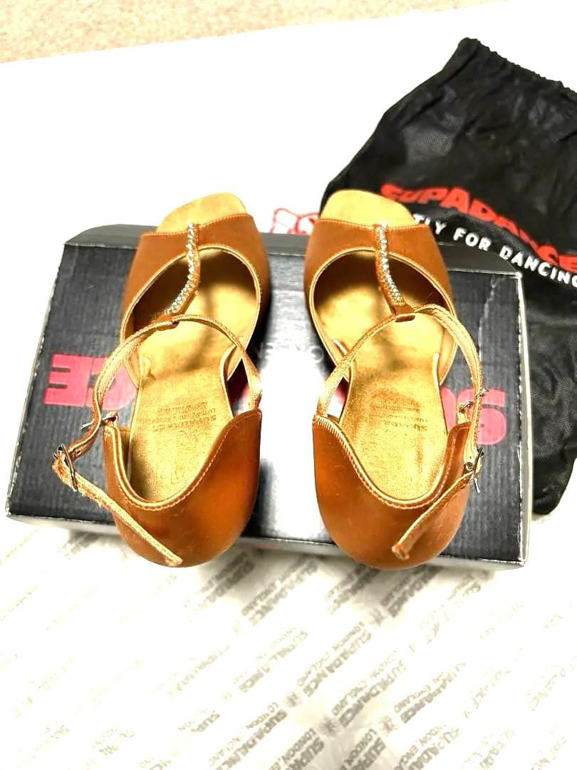 新品！スーパーダンス23センチ　社交ダンスラテン用オレンジブラウンオープントゥ