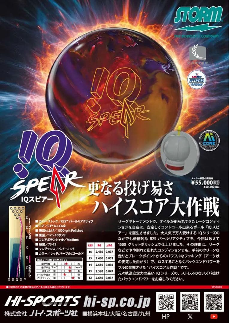 送料込み　7月新作【新品】IQスピアー　ストーム　15ポンド3オンス　1