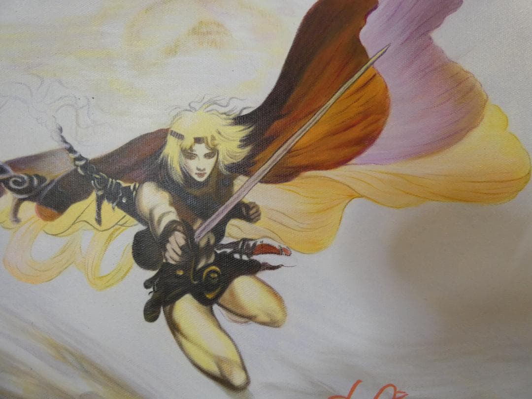 人物画　油絵　天野喜孝　F6　額付き　手描き　肉筆