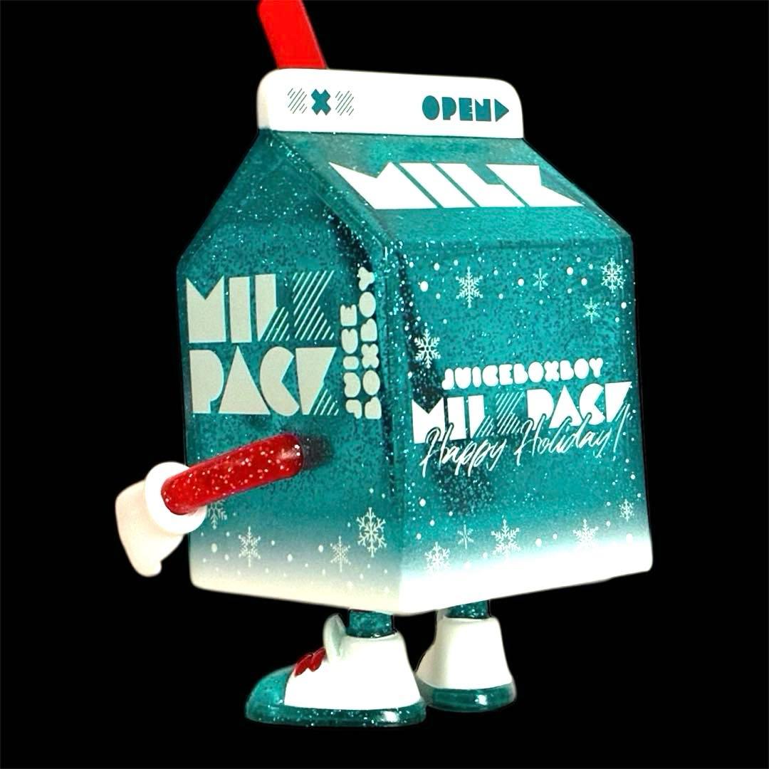 ジュースボックスボーイ　ソフビ　ミルクパック　ホリデーカラー　ブルーグリーン