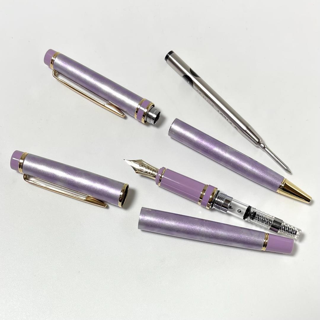 【ほぼ未使用】パイロット グランセ マーブルバイオレット 万年筆 ボールペン