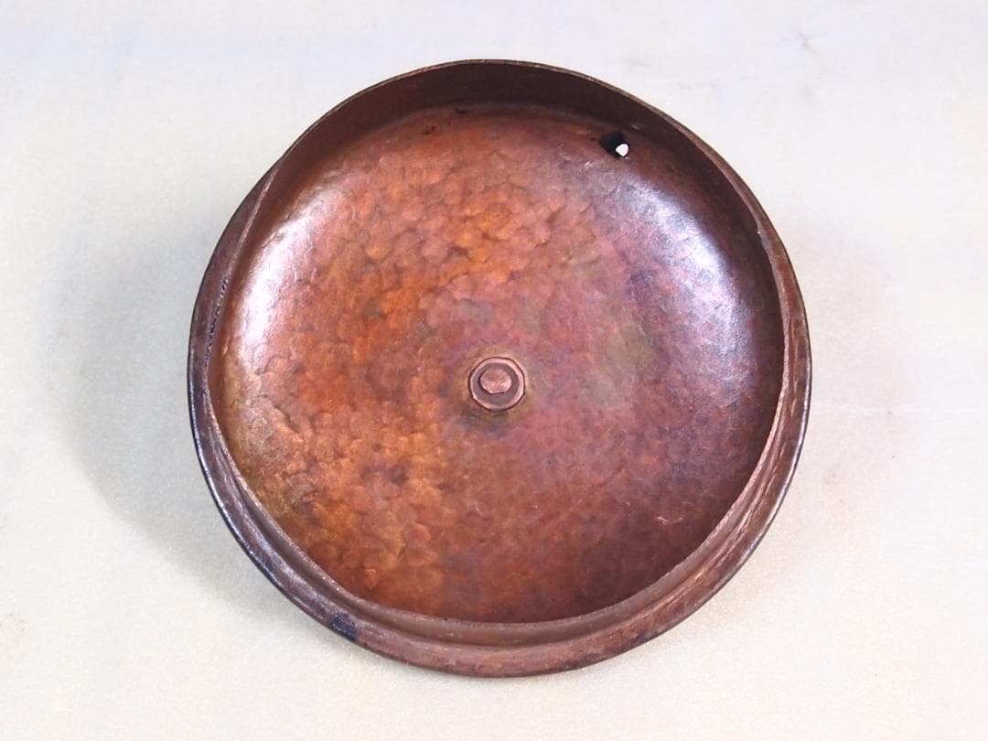 【良品】清富堂造 鎚起銅器 扇面 銅薬缶/銅やかん 打ち出し銅 アンティーク骨董