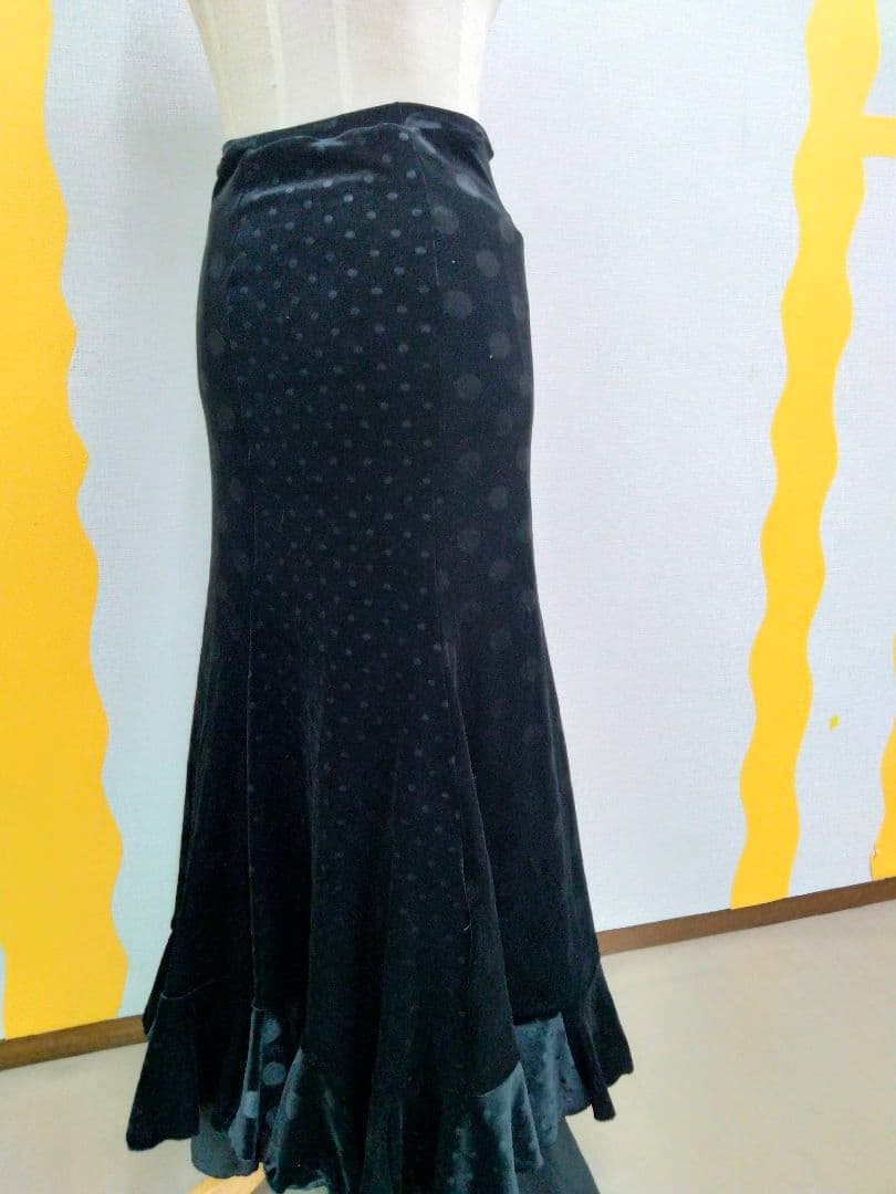 フラメンコスカート　水玉ベロア変わりスカート　ベロアスカートのみ販売