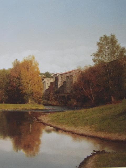 森本草介、【川辺の風景】、希少な画集画、新品高級額・額装付