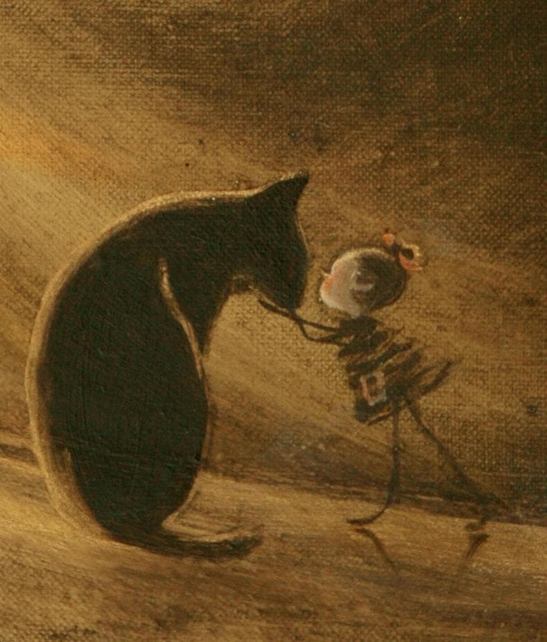 油絵 菅家令子 絵 絵画 インテリア F3-072819 祈り 犬(猫)と女の子