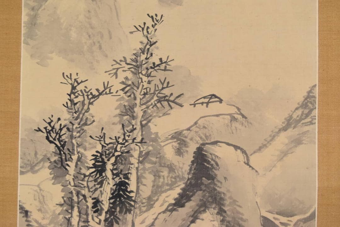 菱田春草/秋草山水図/掛軸/名家伝来/AA-643