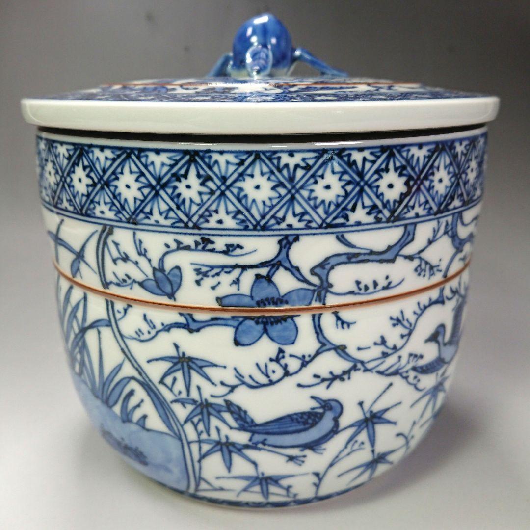 Ｓ２４６ 水指 『祥瑞花鳥画』『叶松谷造』『桃摘み』共箱 茶道具