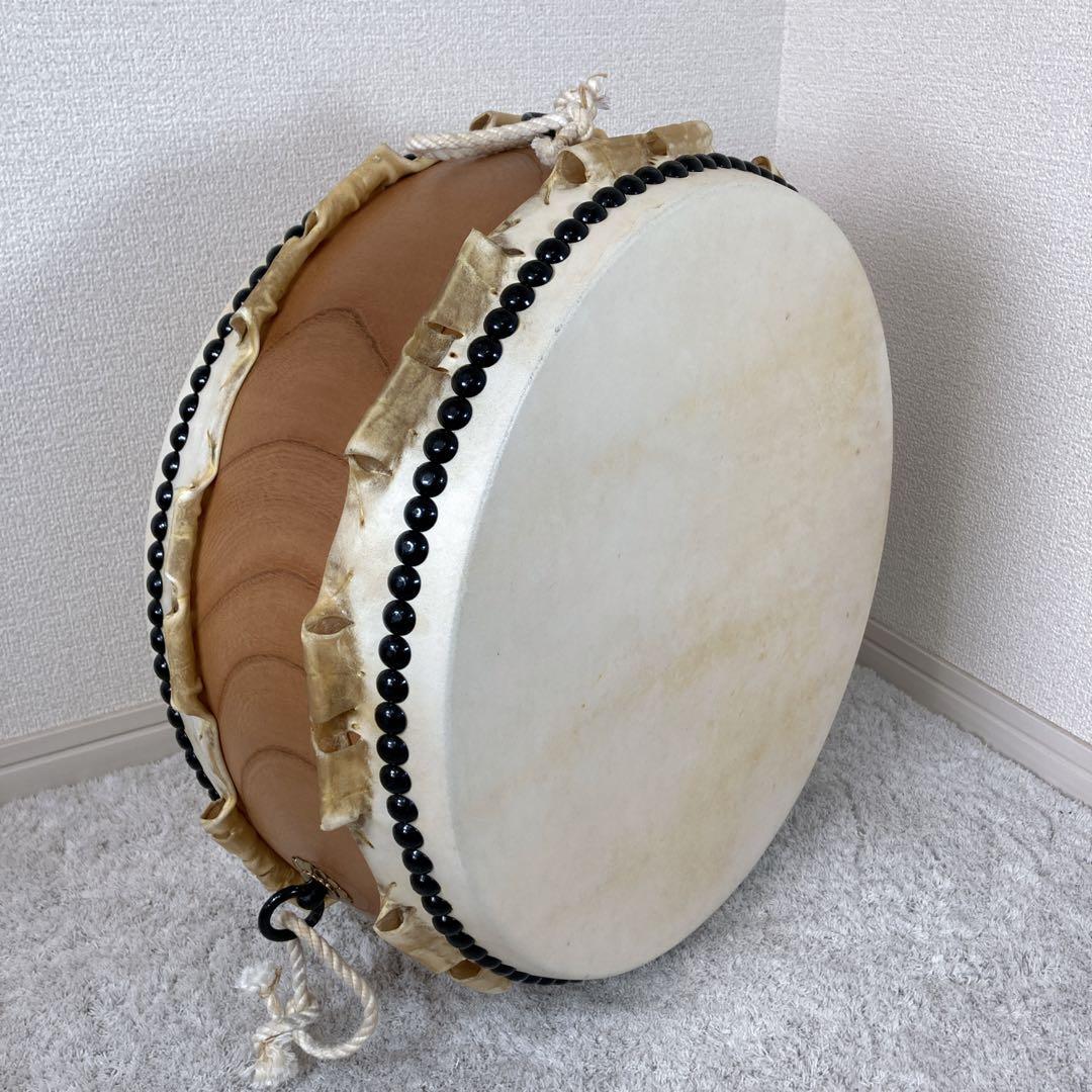 和太鼓 耳付き　平太鼓 39cm 和楽器 上鳴 日本製　くりぬき　本革