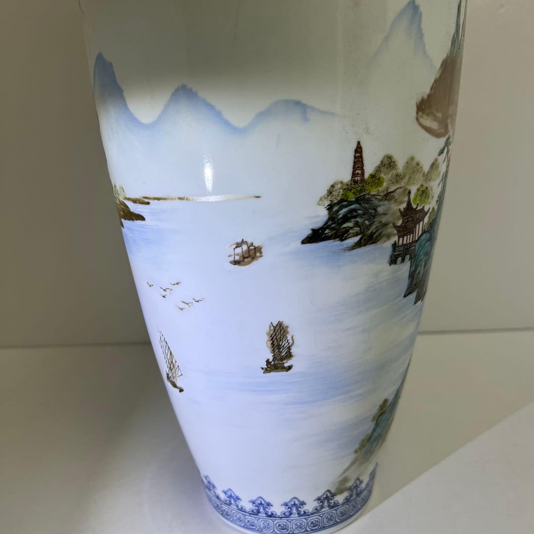 中国景徳鎮　薄胎　大花瓶　箱付　高さ約65㎝　東Y8-0128☆2Fタサオ