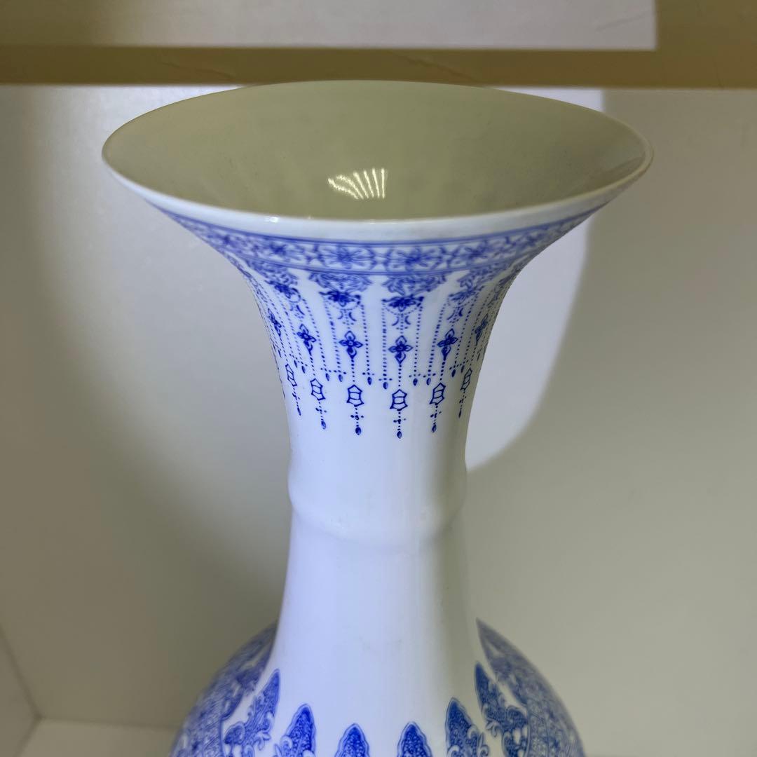 中国景徳鎮　薄胎　大花瓶　箱付　高さ約65㎝　東Y8-0128☆2Fタサオ