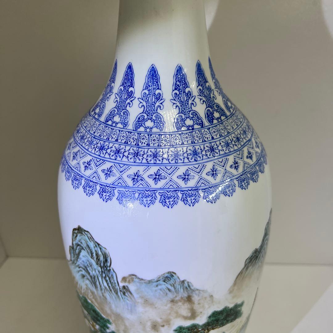 中国景徳鎮　薄胎　大花瓶　箱付　高さ約65㎝　東Y8-0128☆2Fタサオ