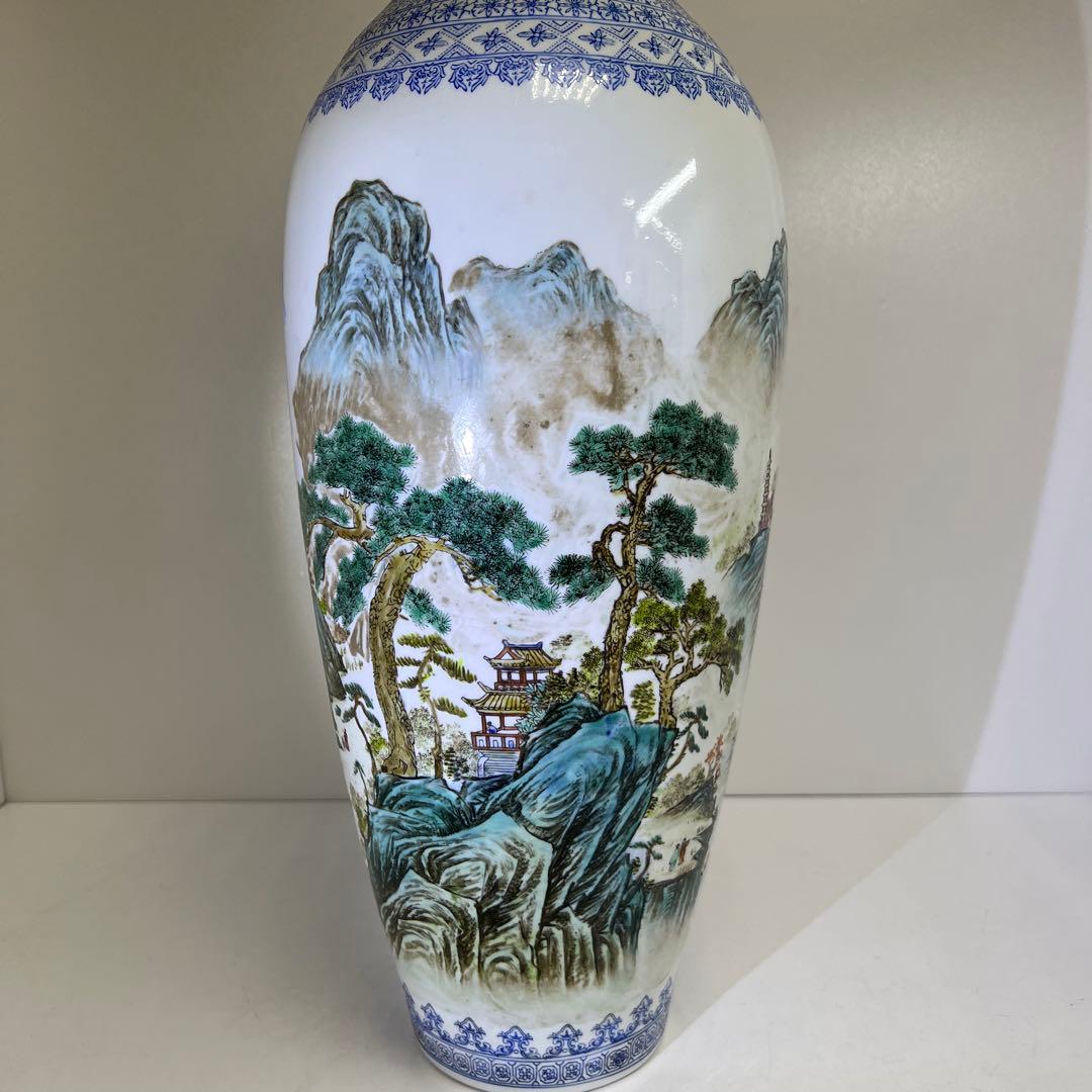 中国景徳鎮　薄胎　大花瓶　箱付　高さ約65㎝　東Y8-0128☆2Fタサオ