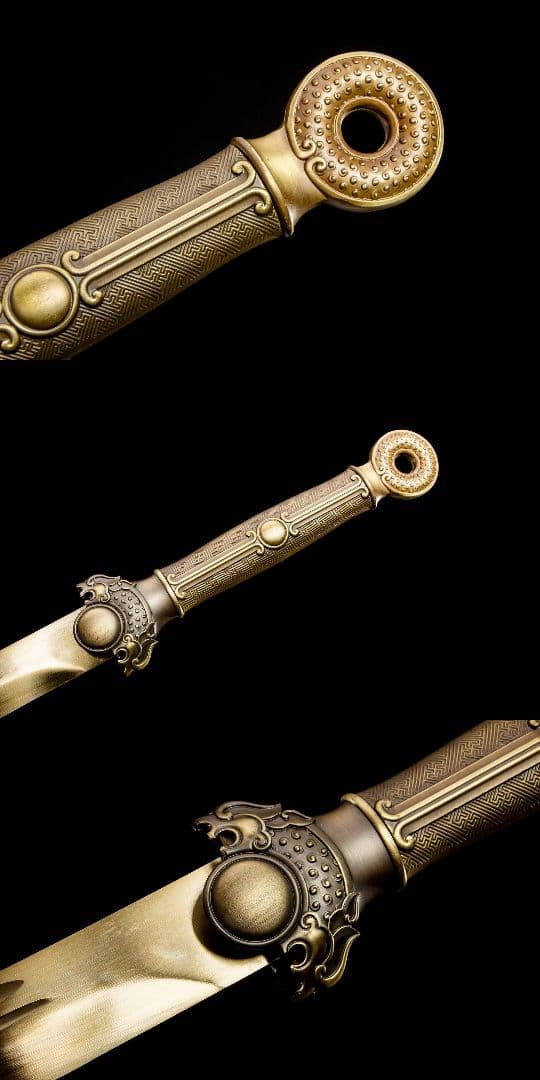 サンゴールド刺繍春刀-高性能マンガン鋼 古兵器 武具　刀装具　日本刀　模造刀