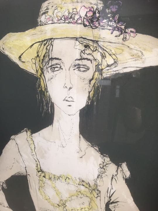 ジャン　ジャンセン リトグラフ 麦わら帽子の少女　激レア