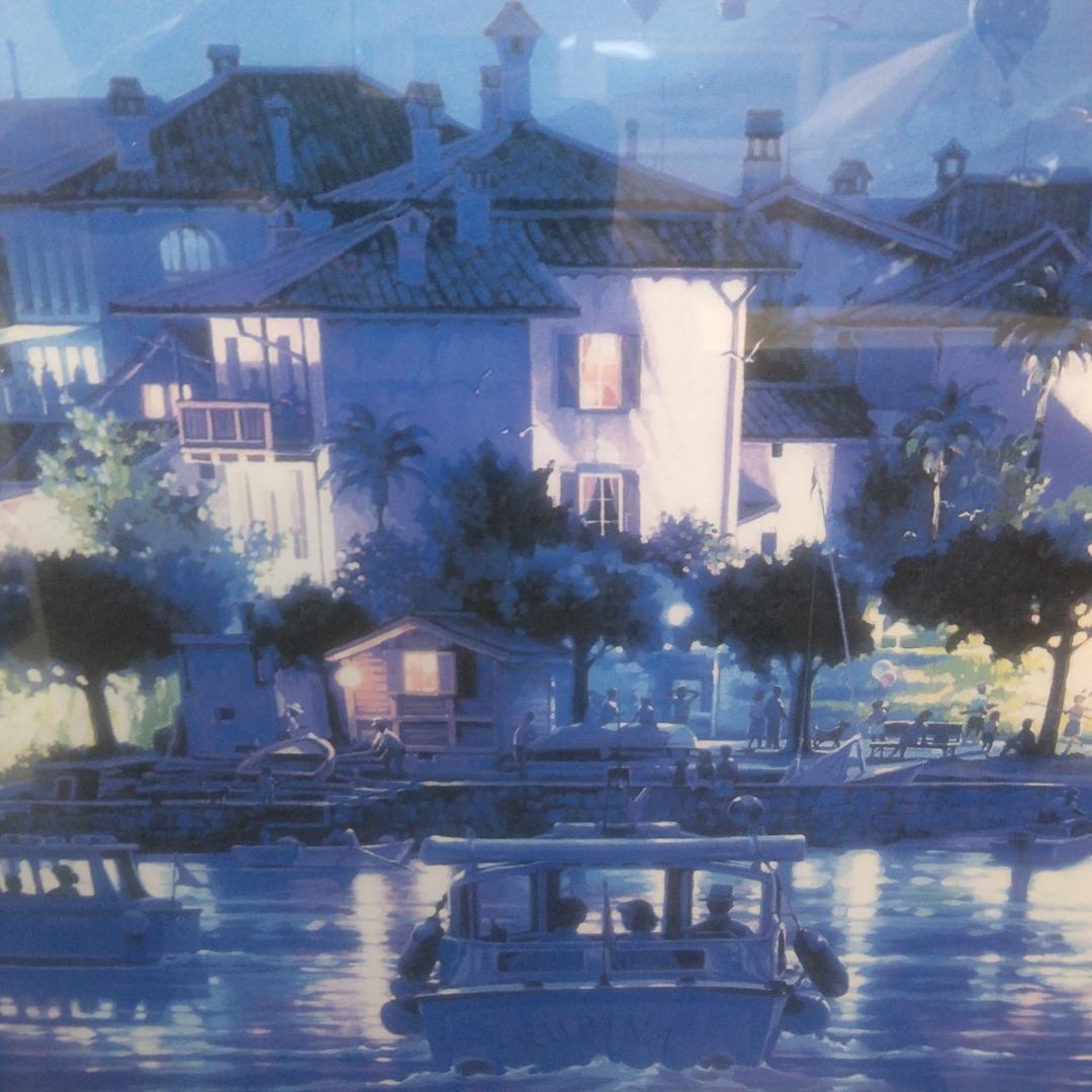 シルバーナイト(R)　笹倉鉄平　ラゴ・マジョーレ　中古　額装アートポスター