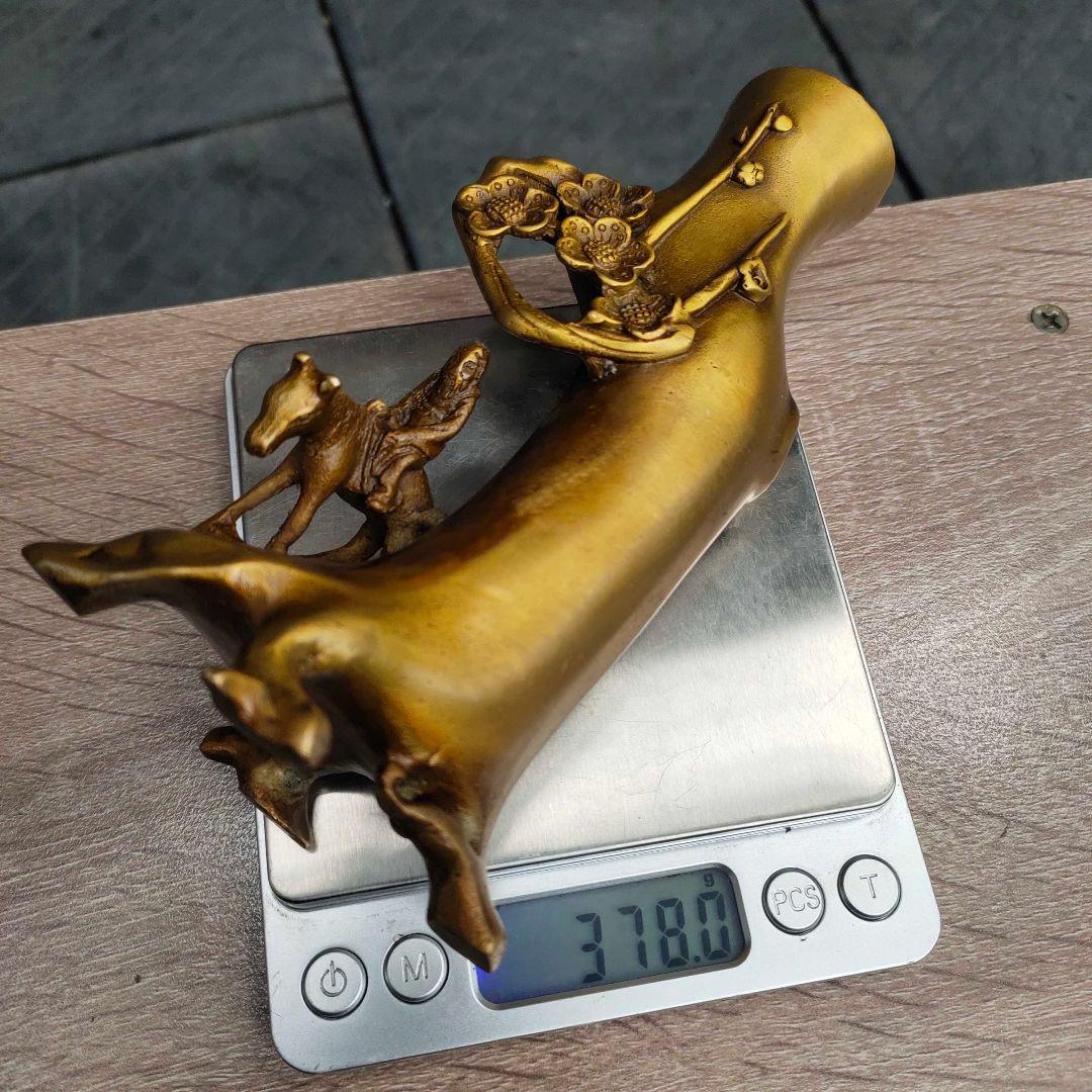 銅器 梅花の切り株 走馬観花 筆箱 書道具 文房具 工芸品 美術品 置物