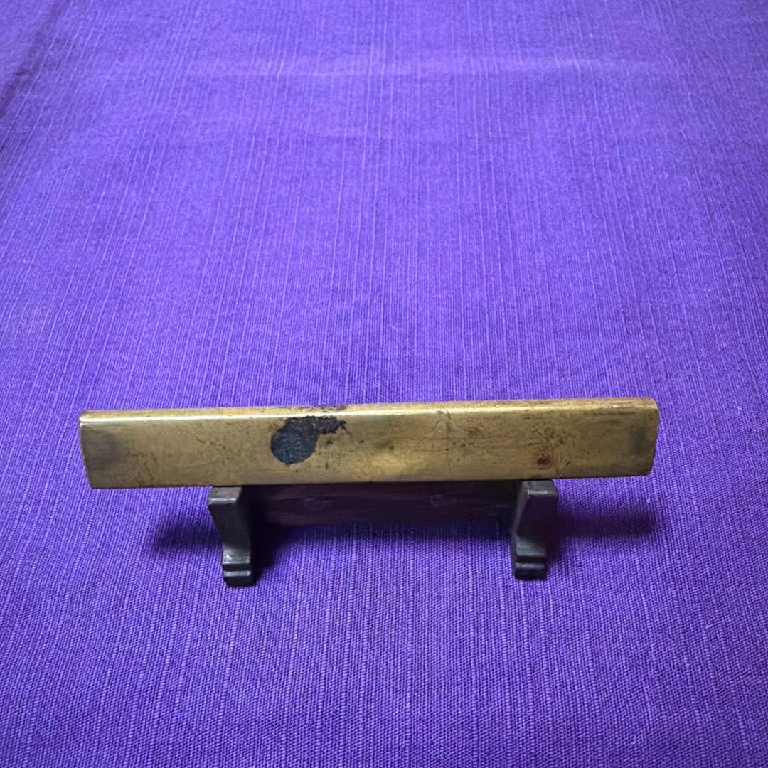 時代物　肉厚　小柄　黄銅地　赤銅素銅象嵌竹笹飛鳥図（日本刀装具笄小刀拵目貫縁頭侍