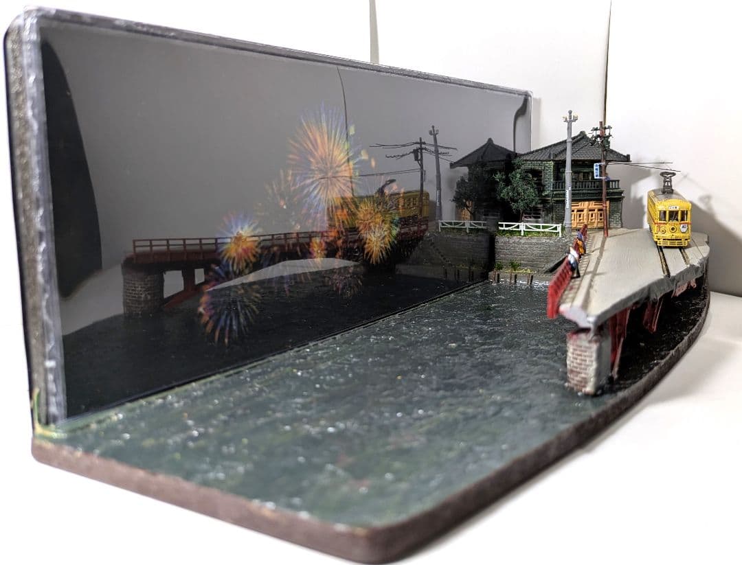 ジ*番様 Nゲージ・情景ジオラマ【橋から眺める花火…】