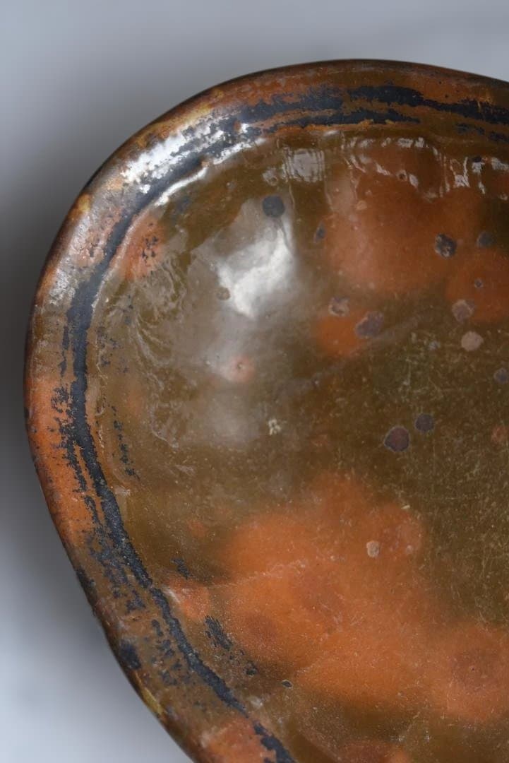 フランス19世紀　茶釉オーバル深皿　西洋民藝　古道具坂田