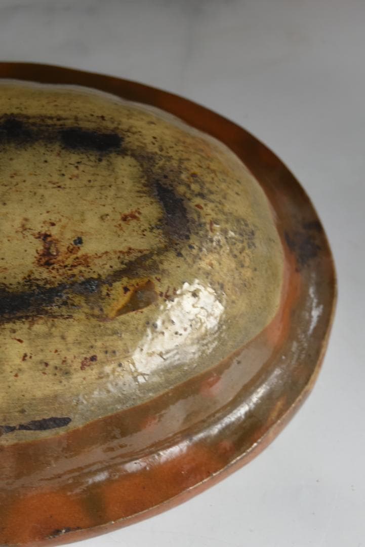 フランス19世紀　茶釉オーバル深皿　西洋民藝　古道具坂田