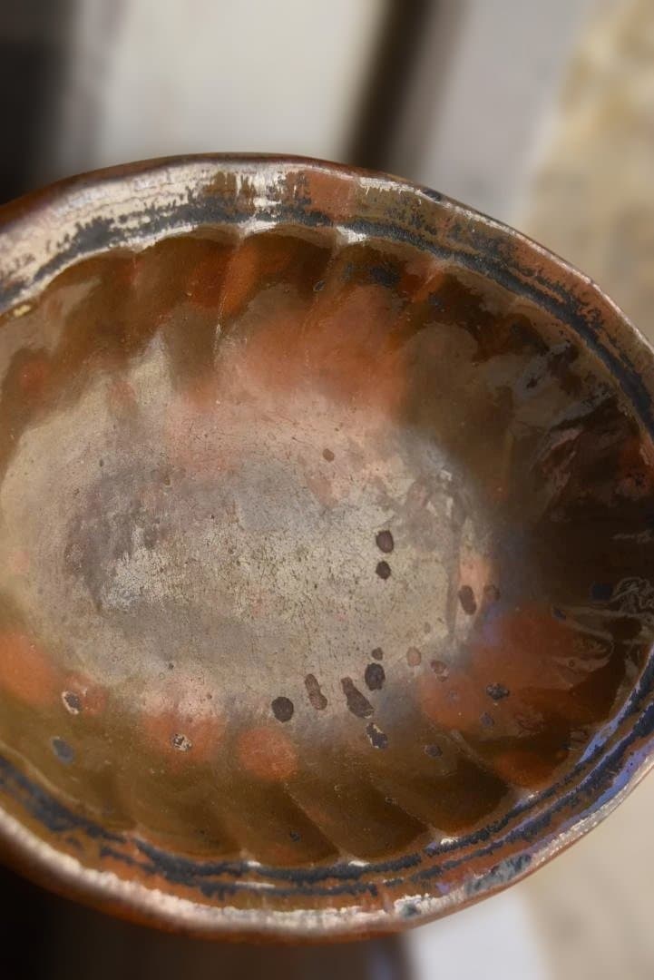 フランス19世紀　茶釉オーバル深皿　西洋民藝　古道具坂田