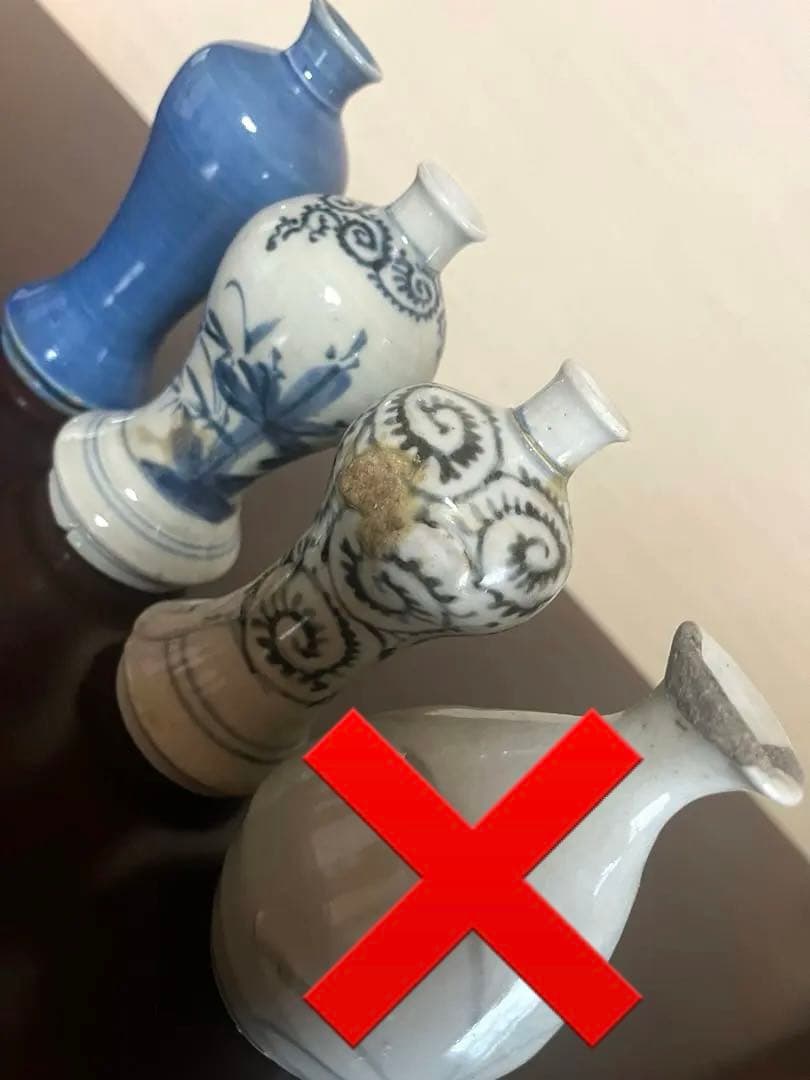 【バラ売可】江戸〜明治期 古伊万里 3点 染付 瑠璃 蛸唐草 一輪挿し 骨董