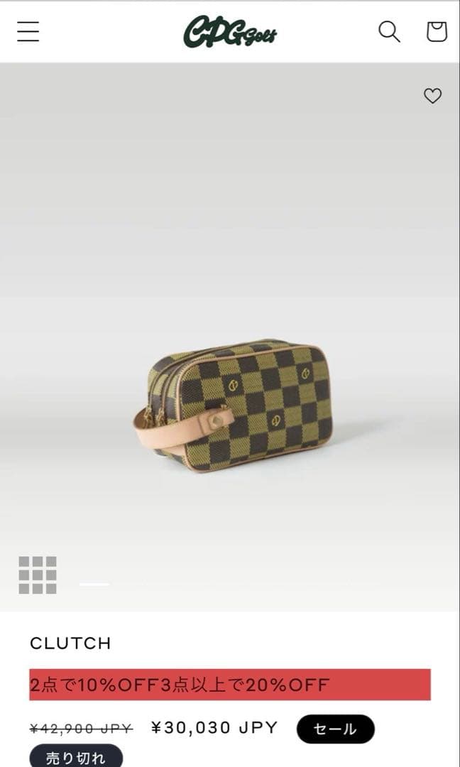 CPG GOLF チェック柄 クラッチバッグ