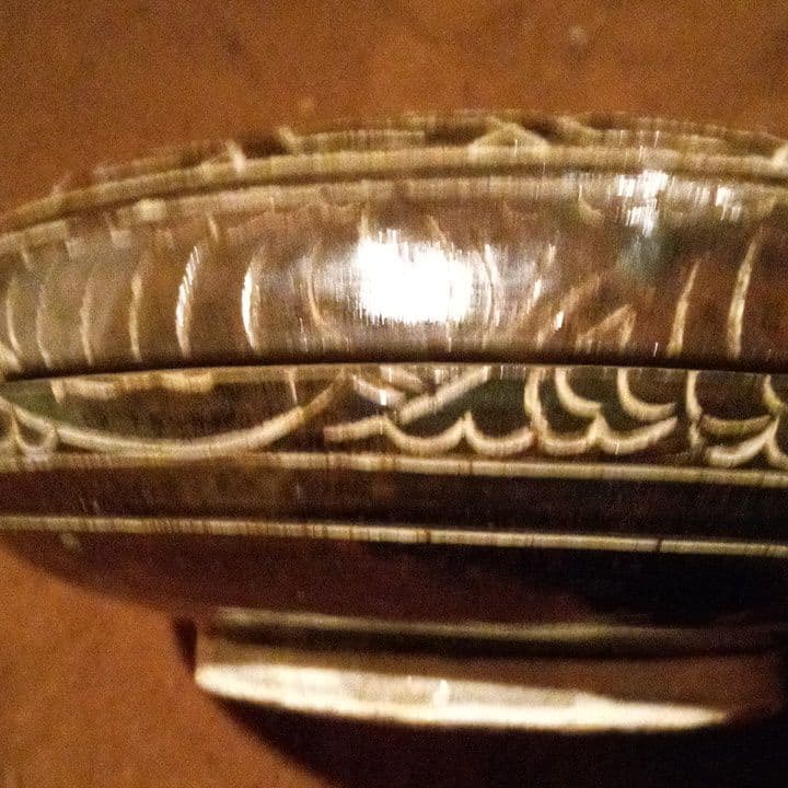 中国陶磁器　磁州窯　浮き彫り合子