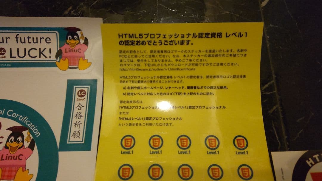 非売品 HTML5プロフェッショナル認定試験 レベル1 認定者専用ロゴステッカー