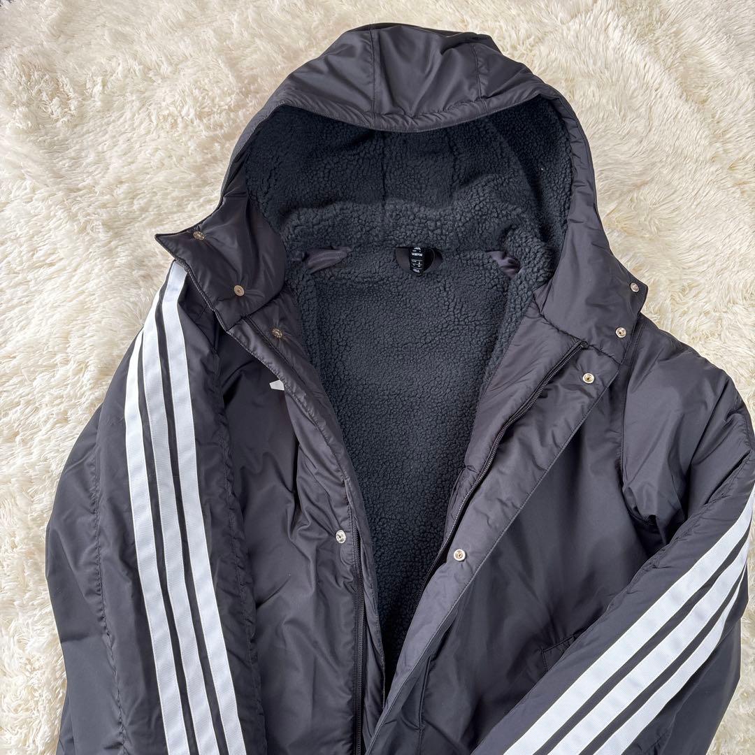 adidas ブラック ベンチコート フリース裏地 ボア M 【極美品】