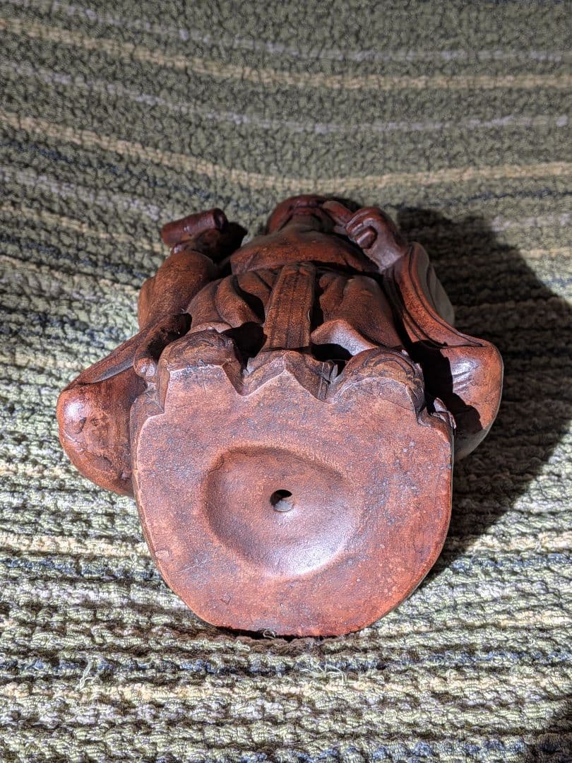 No.18備前焼寿老人置物 A25、備前焼の七福神置物、長寿・智慧の神様、希少品