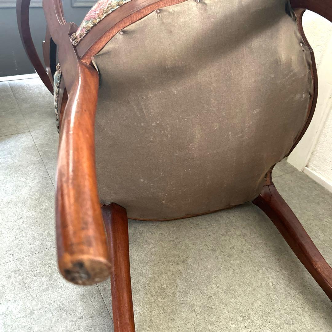 値下げ❗️アンティーク　イギリス　バルーンバックチェア　キャスター付き　ゴブラン織