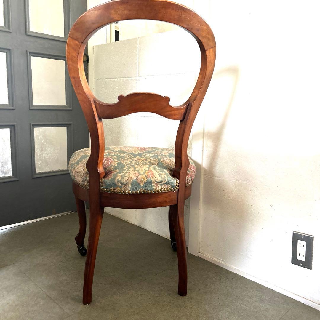 値下げ❗️アンティーク　イギリス　バルーンバックチェア　キャスター付き　ゴブラン織