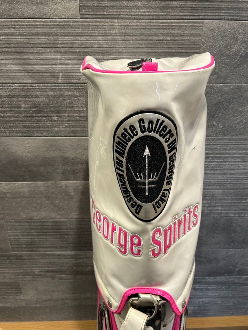 ジョージスピリッツキャディバッグ ホワイト×ピンク【数量限定・激レア】※難あり
