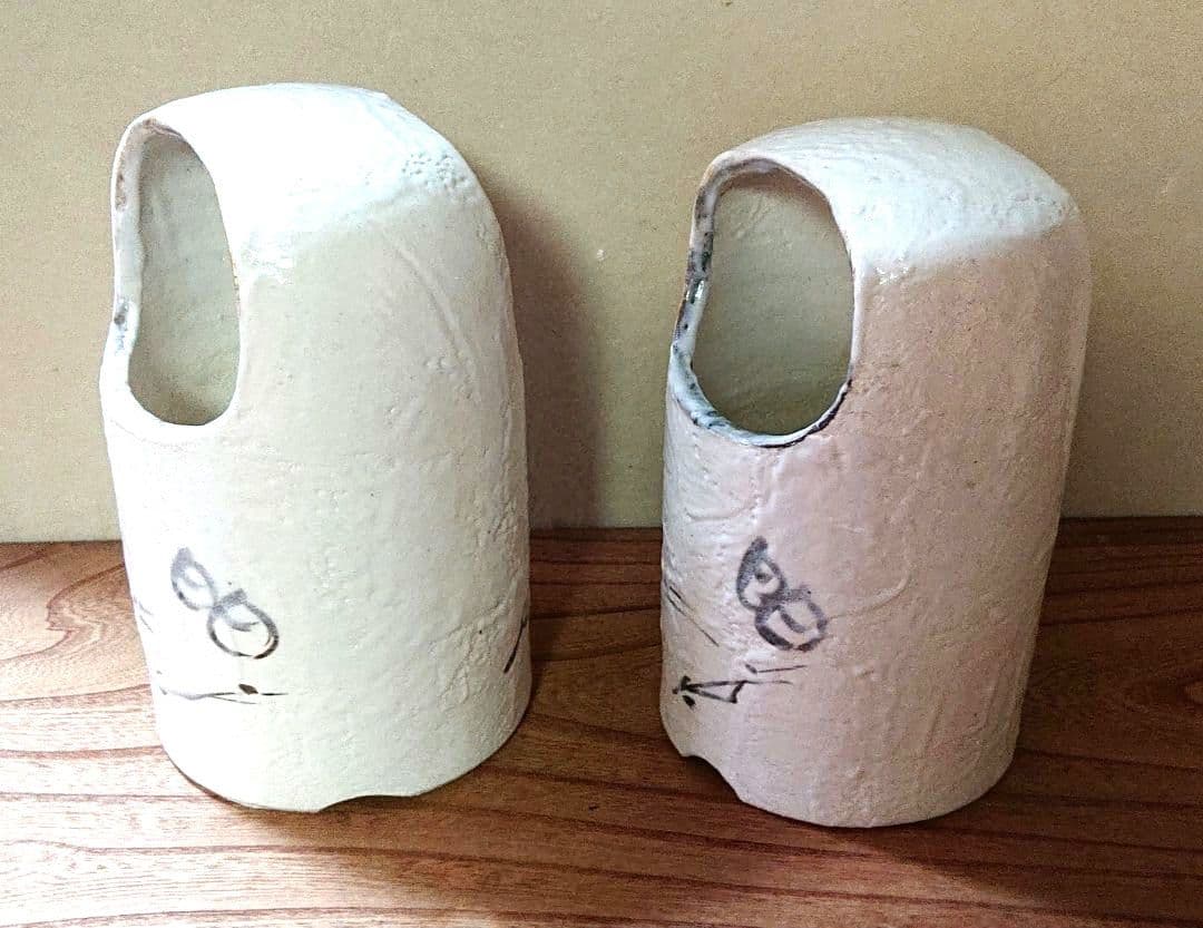 茶道具手焙一対持ち手付き陶器