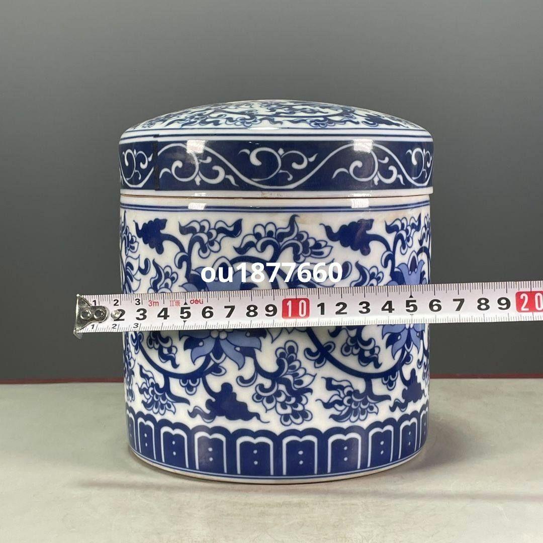 清乾隆鯖花卉図紋蓋缶 景徳鎮 陶磁器 装飾品 現代工芸品美術品 置物