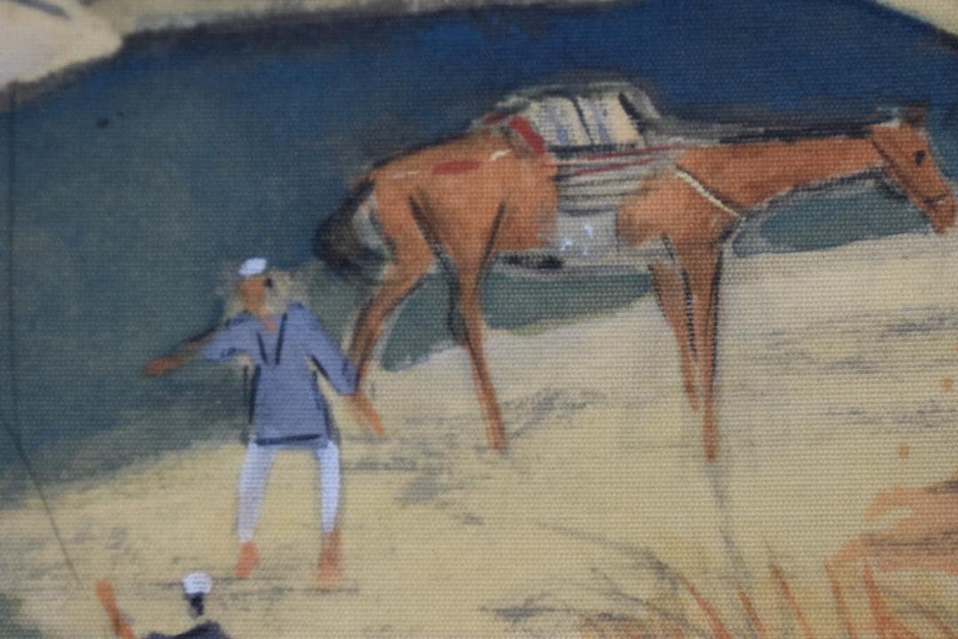 【真作】山下竹斎/湖畔秋色図/秋景山水人物図/掛軸☆宝船☆Y-180　JM