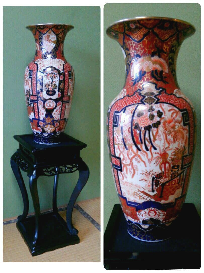 有田焼　古作　伊万里　金襴手　錦手　鳳凰　花鳥　吉祥図　大花瓶　極密画　名品