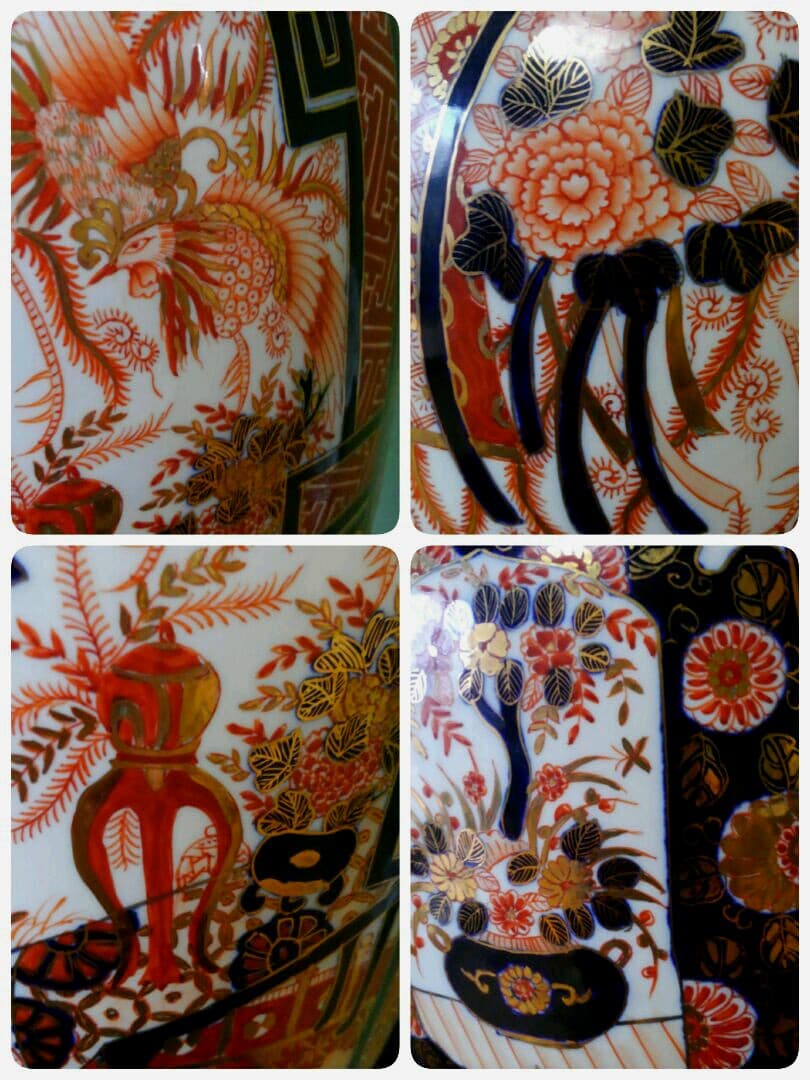 有田焼　古作　伊万里　金襴手　錦手　鳳凰　花鳥　吉祥図　大花瓶　極密画　名品