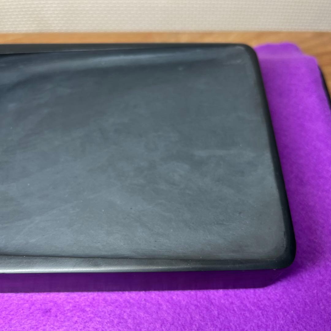 ⭕️雨畑硯　芳龍閣硯舗　風字様硯　四六大　石紋綺麗　墨1サービス　スッキリ気品大