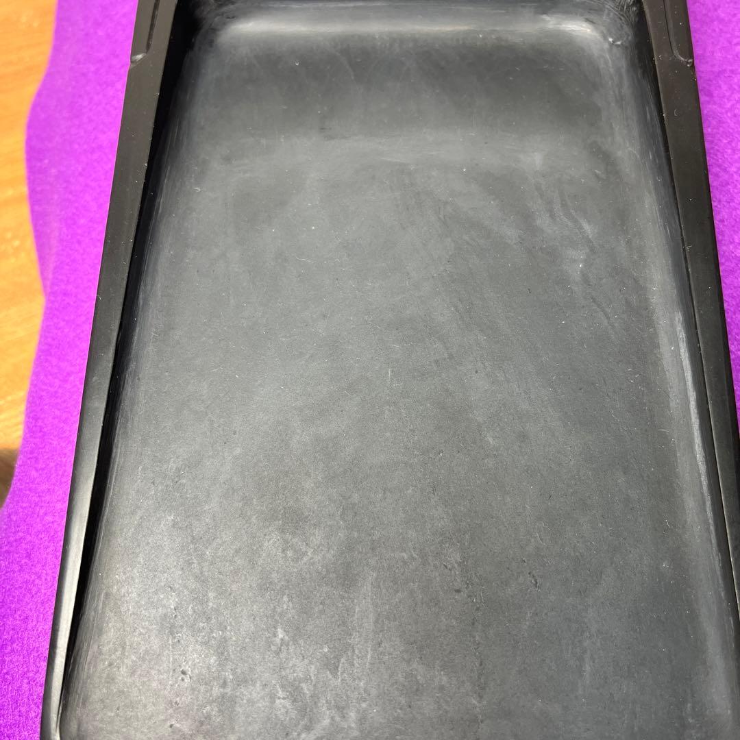 ⭕️雨畑硯　芳龍閣硯舗　風字様硯　四六大　石紋綺麗　墨1サービス　スッキリ気品大