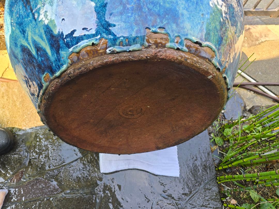 火鉢 陶器 大型 昭和レトロ アンティーク 古民具　金魚鉢 特大 睡蓮鉢 メダカ