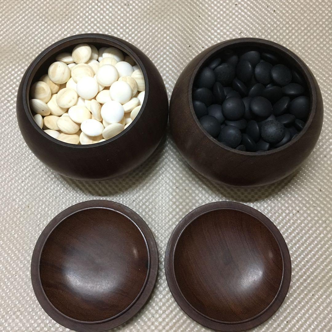 0187　碁石　蛤白 那智黒 10.4mm37号 Go pieces Go