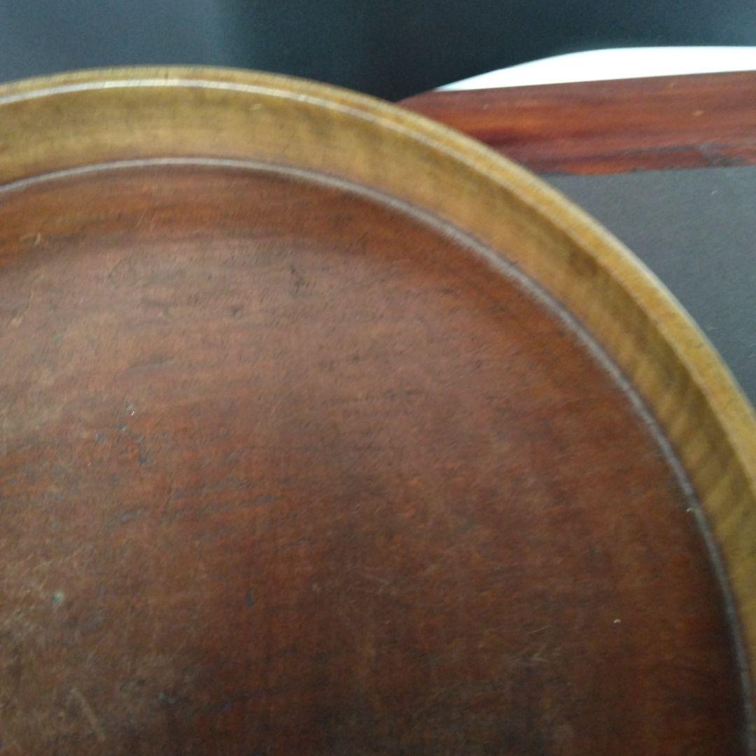 丸盆　くり抜き木工品　虎杢目