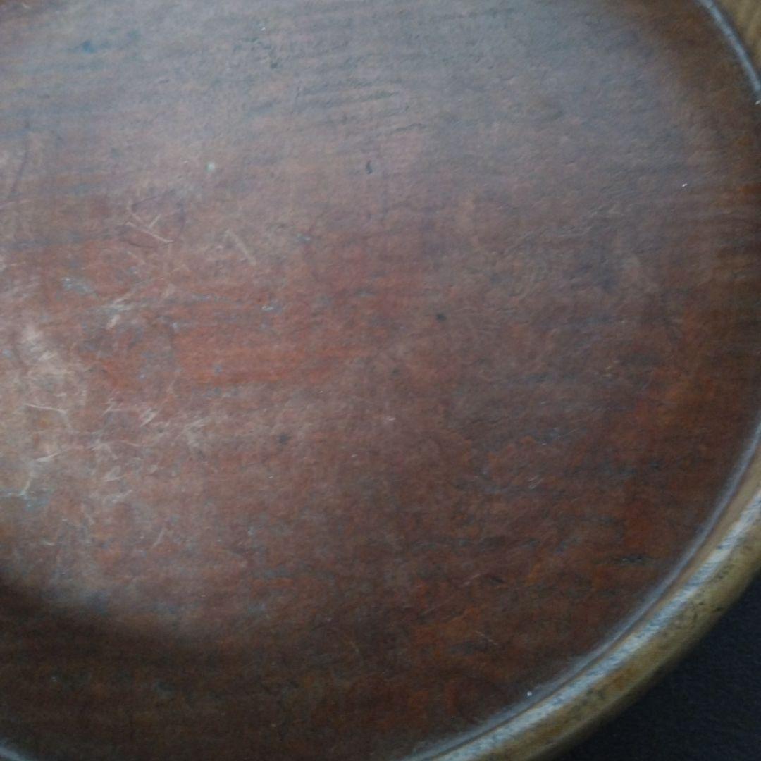 丸盆　くり抜き木工品　虎杢目