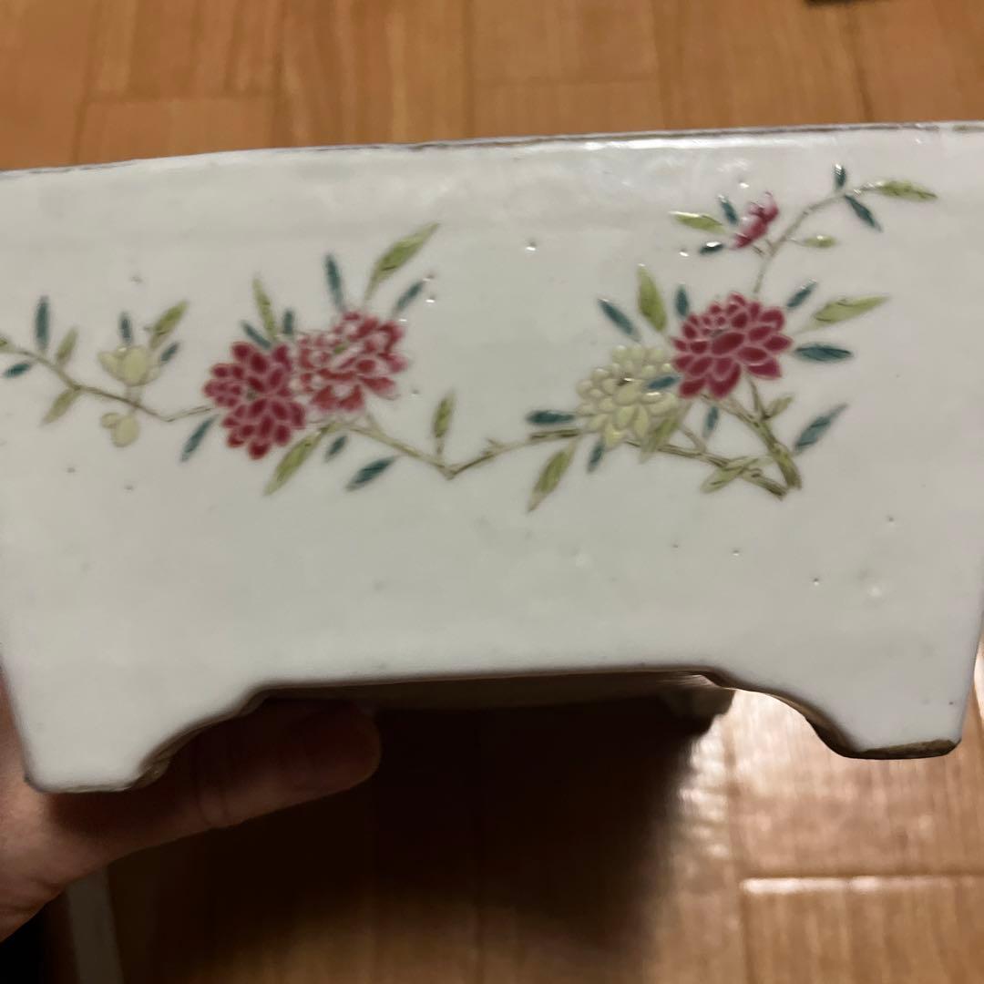 超希少　アンティーク水盤　中国骨董　陶芸長方花器　生花