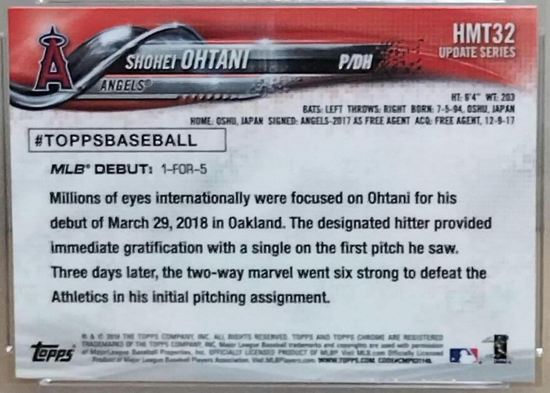 大谷翔平　PSA10　 2018 ToppsChrome HMT32　ルーキー