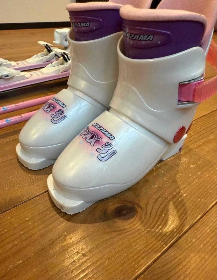 女の子 スキー板、ストック、ブーツセット　116㎝