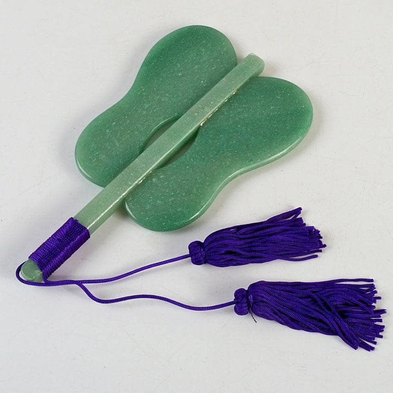 天然石　アベンチュリン　幸貴作　風林火山　軍配　縁起物　置物　共箱　V　9527