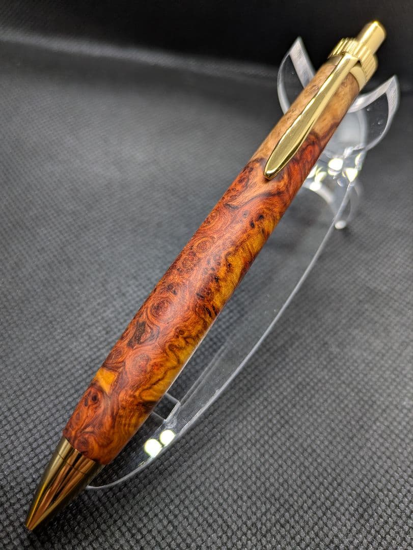 極上花梨紅白 ボールペン 工房楔監修 加藤金属 ゴールド金具